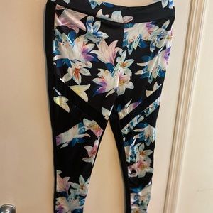 Black floral athletic pants